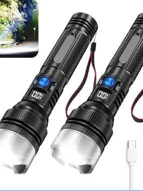 Tactical LED Flashlight with Digital Display - Black